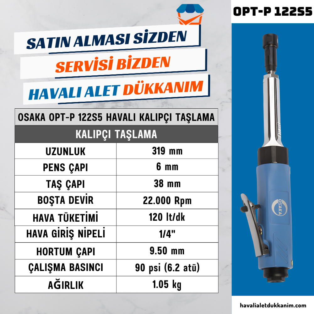 Havalı TaşlamaOSAKA OPT-P 122S5 Havalı Kalıpçı Taşlama