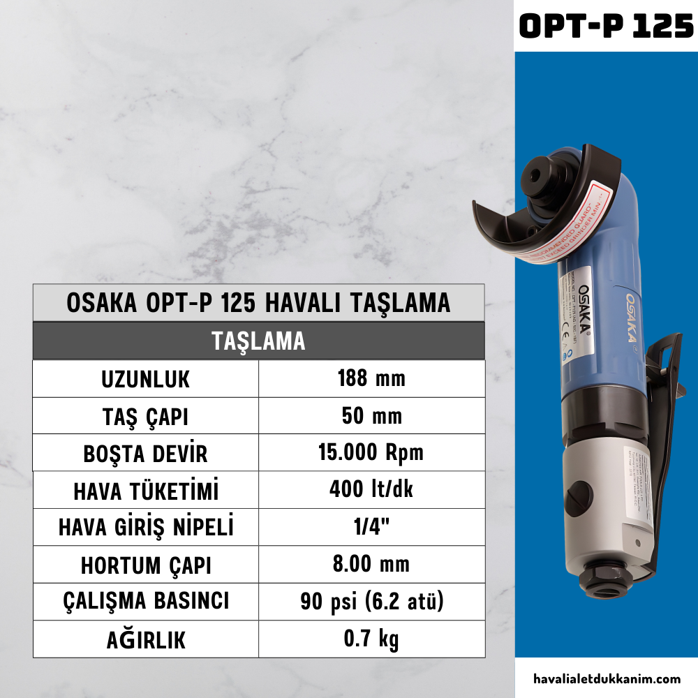 Havalı TaşlamaOSAKA OPT-P 125 Havalı Taşlama 50 mm