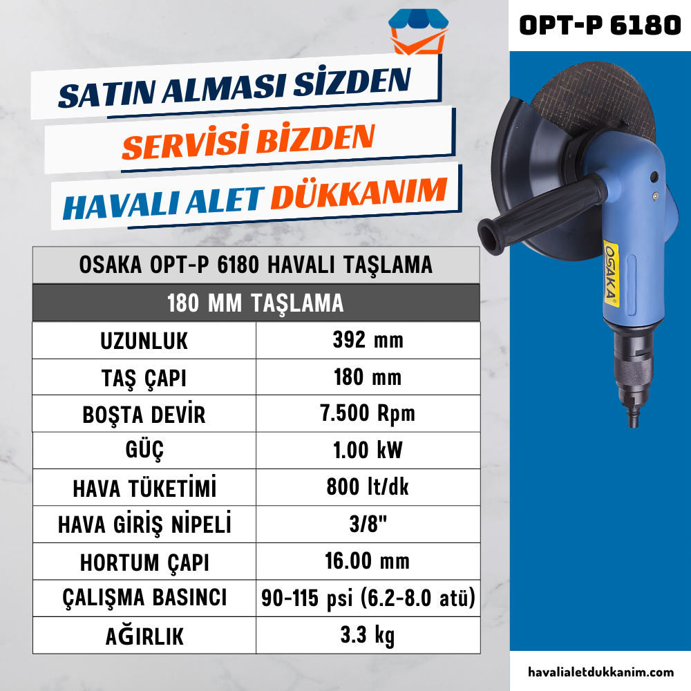 Havalı TaşlamaOSAKA OPT-P 6180 Havalı Taşlama 180 mm