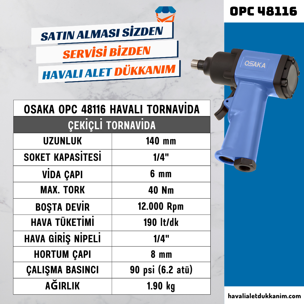 Havalı TornavidaOSAKA OPC 48116 Havalı Tornavida Çekiçli