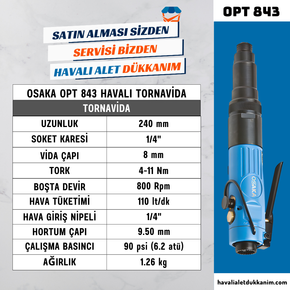 Havalı TornavidaOSAKA OPT 843 Havalı Tornavida