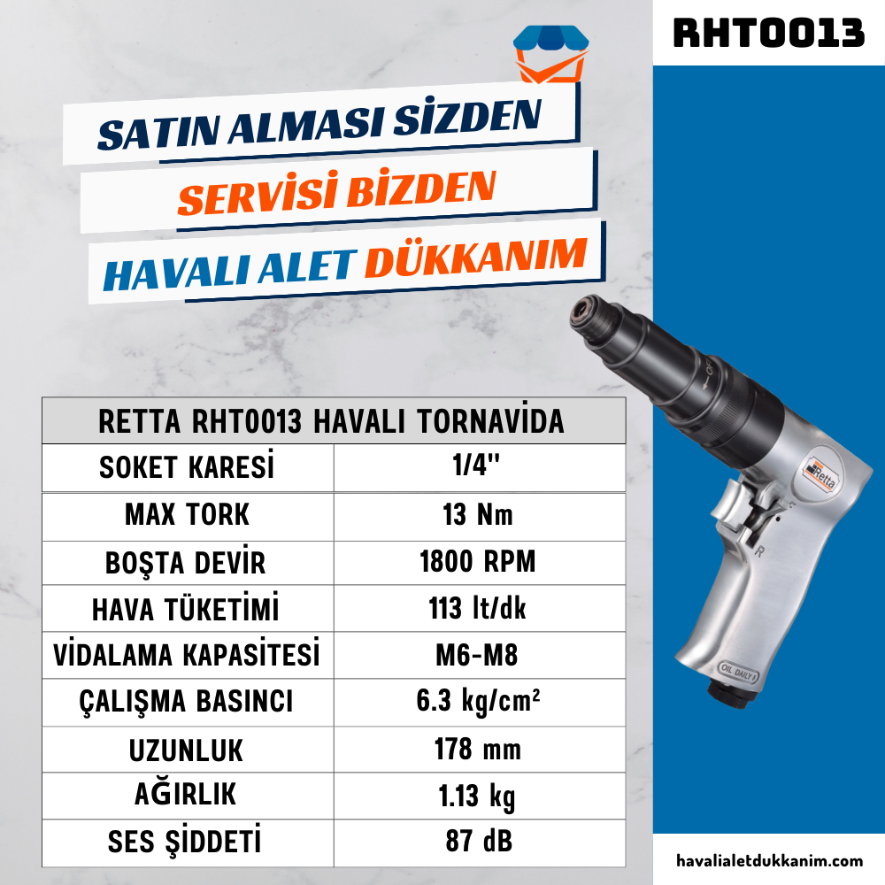 Havalı TornavidaRETTA RHT0013 Havalı Tornavida 1/4'' 