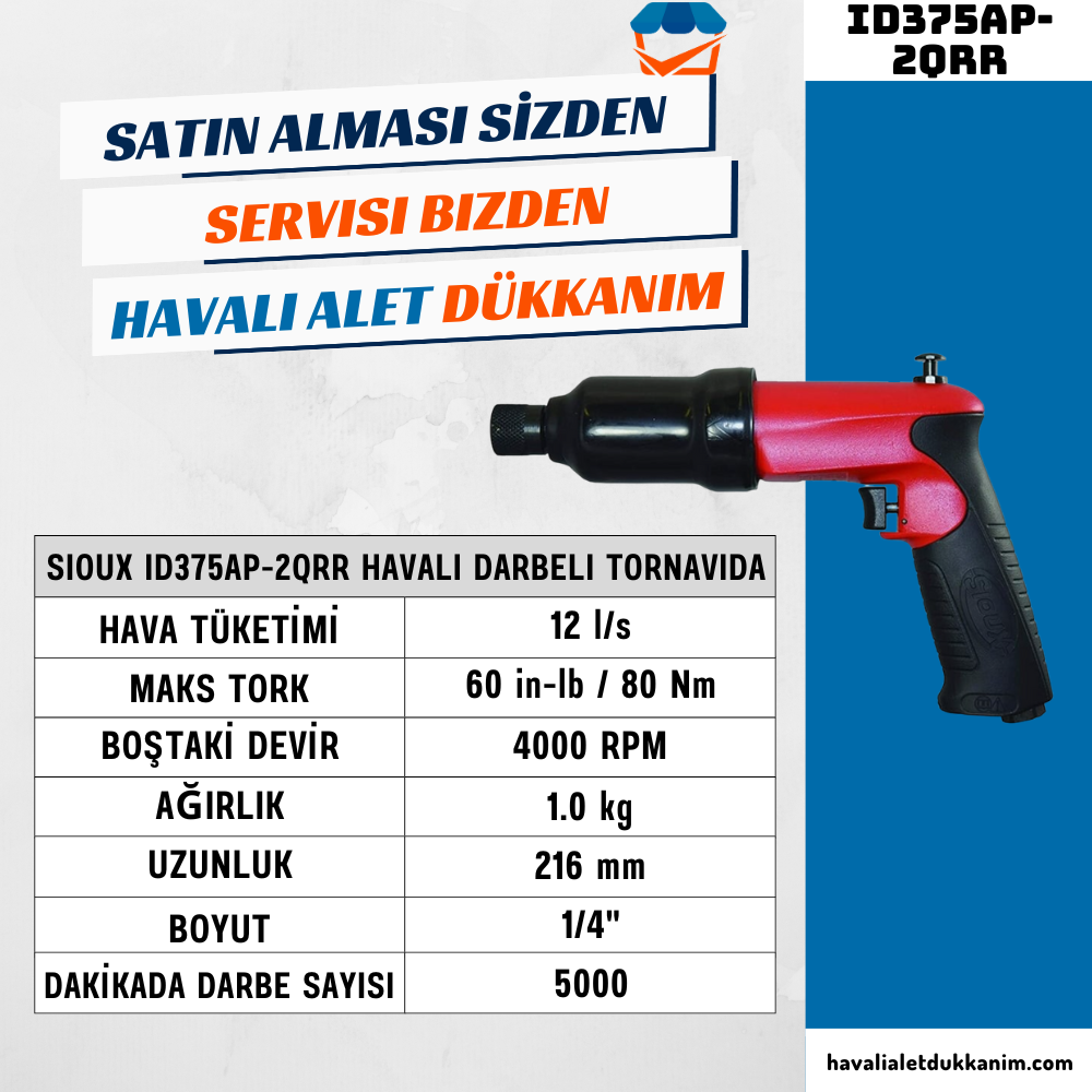 Havalı TornavidaSioux ID375AP-2QRR Havalı Darbeli Tornavida