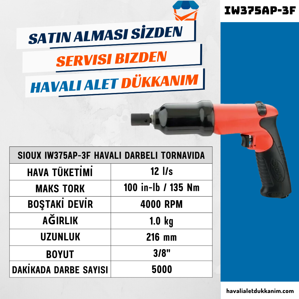 Havalı TornavidaSioux IW375AP-3F Havalı Darbeli Tornavida