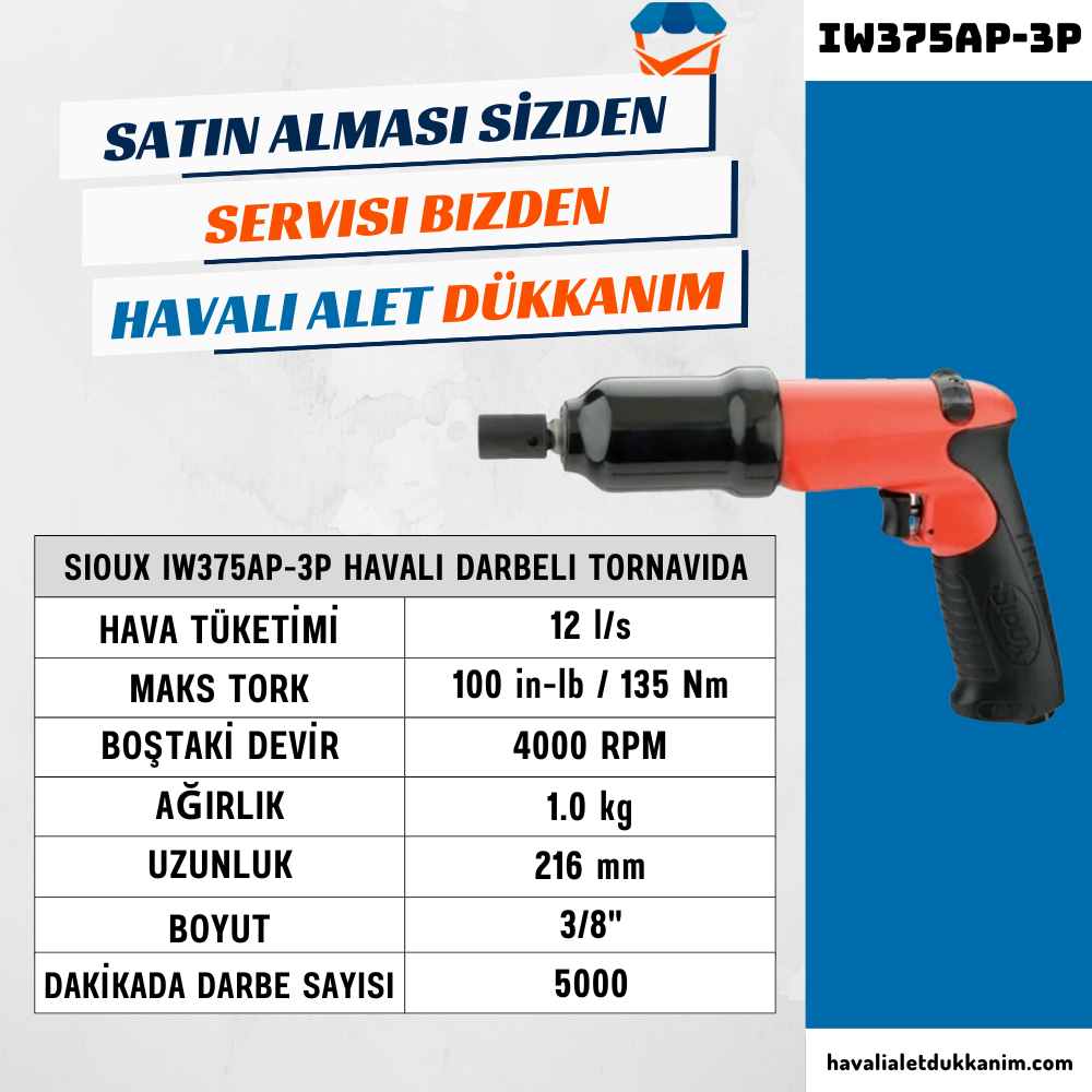 Havalı TornavidaSioux IW375AP-3P Havalı Darbeli Tornavida