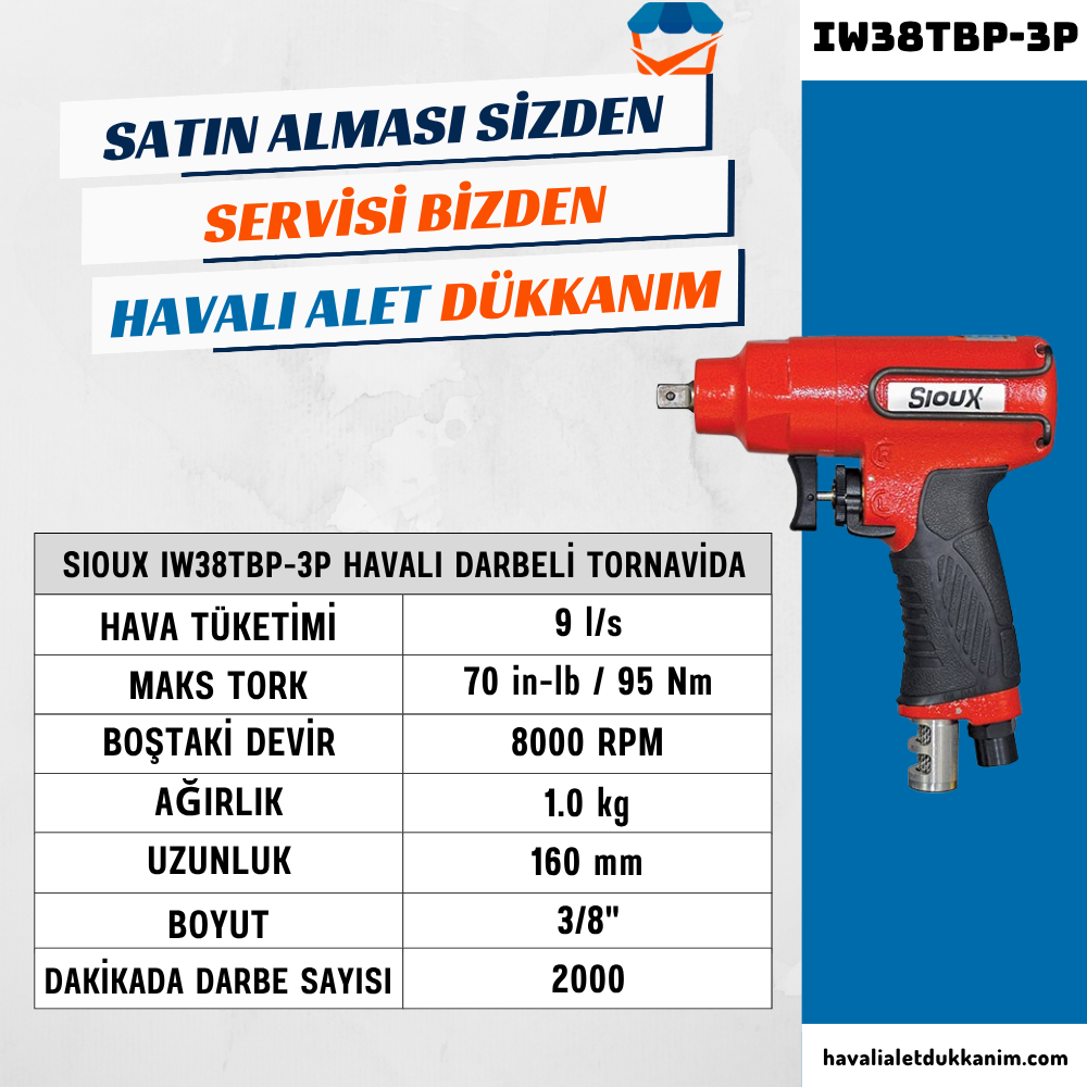Havalı TornavidaSioux IW38TBP-3P Havalı Darbeli Tornavida