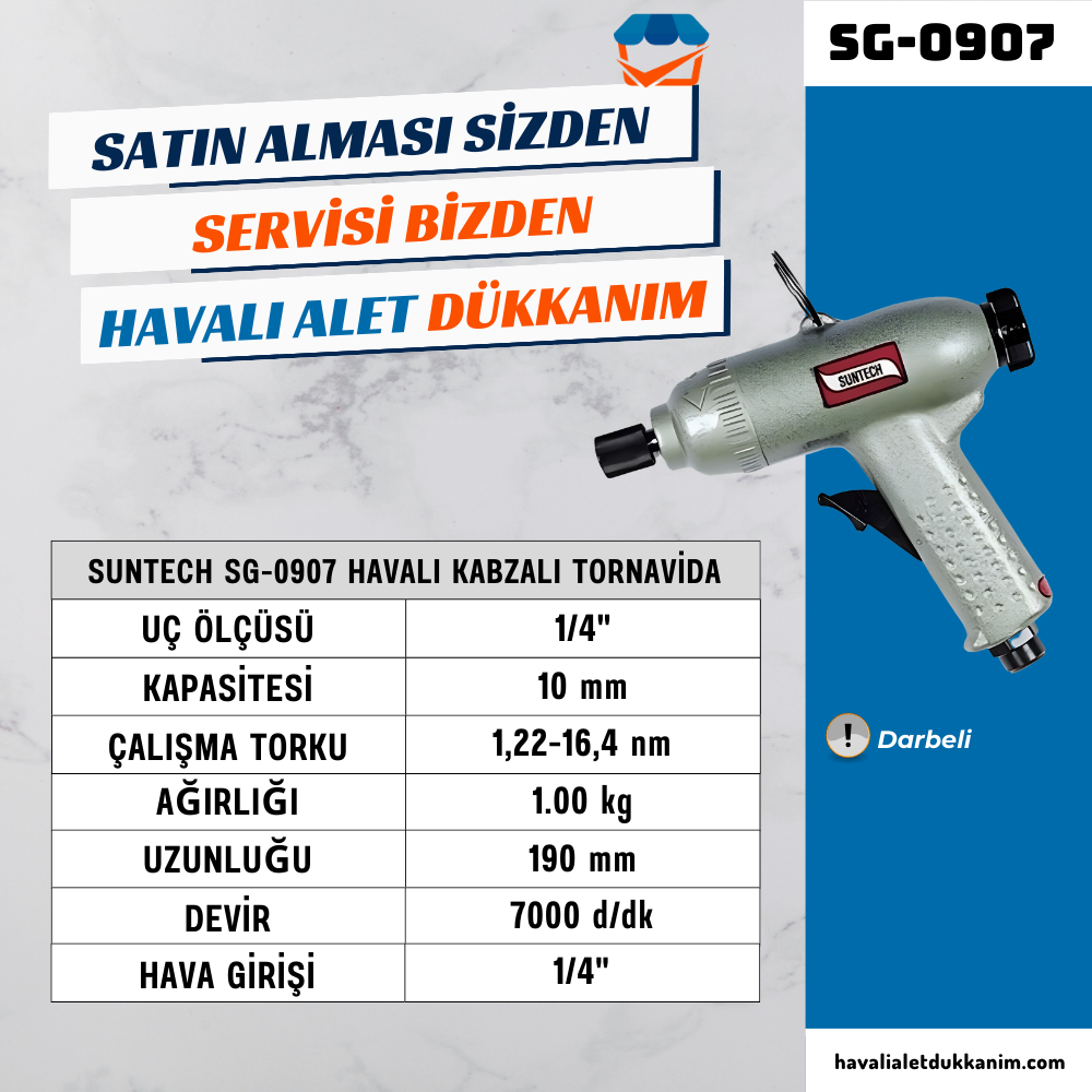 Havalı TornavidaSUNTECH SG-0907 Havalı Kabzalı Tornavida