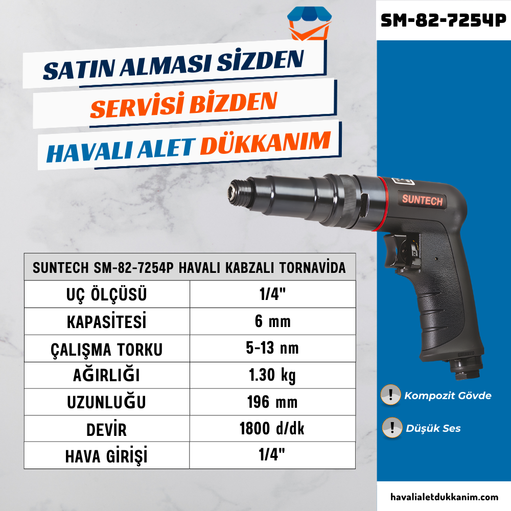 Havalı TornavidaSUNTECH SM-82-7254P Havalı Kabzalı Tornavida