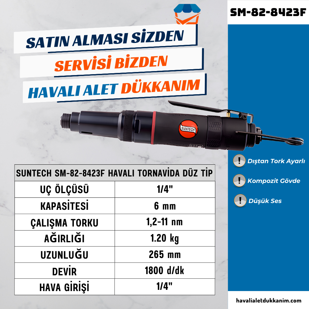 Havalı TornavidaSUNTECH SM-82-8423F Havalı Tornavida Düz Tip