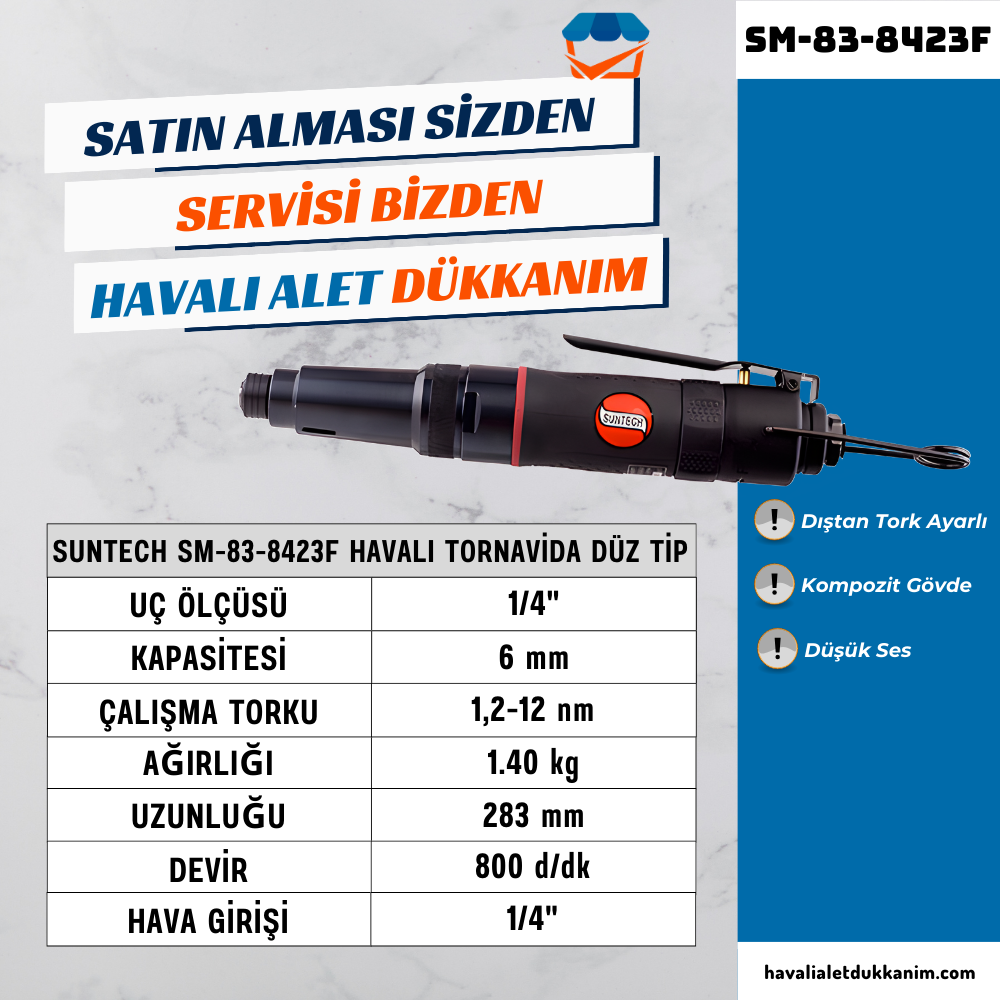 Havalı TornavidaSUNTECH SM-83-8423F Havalı Tornavida Düz Tip