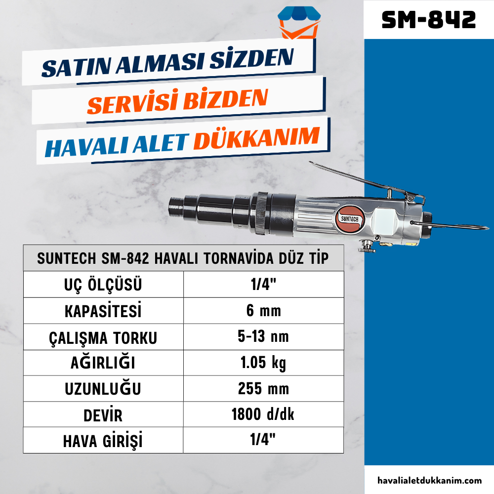 Havalı TornavidaSUNTECH SM-842 Havalı Tornavida Düz Tip