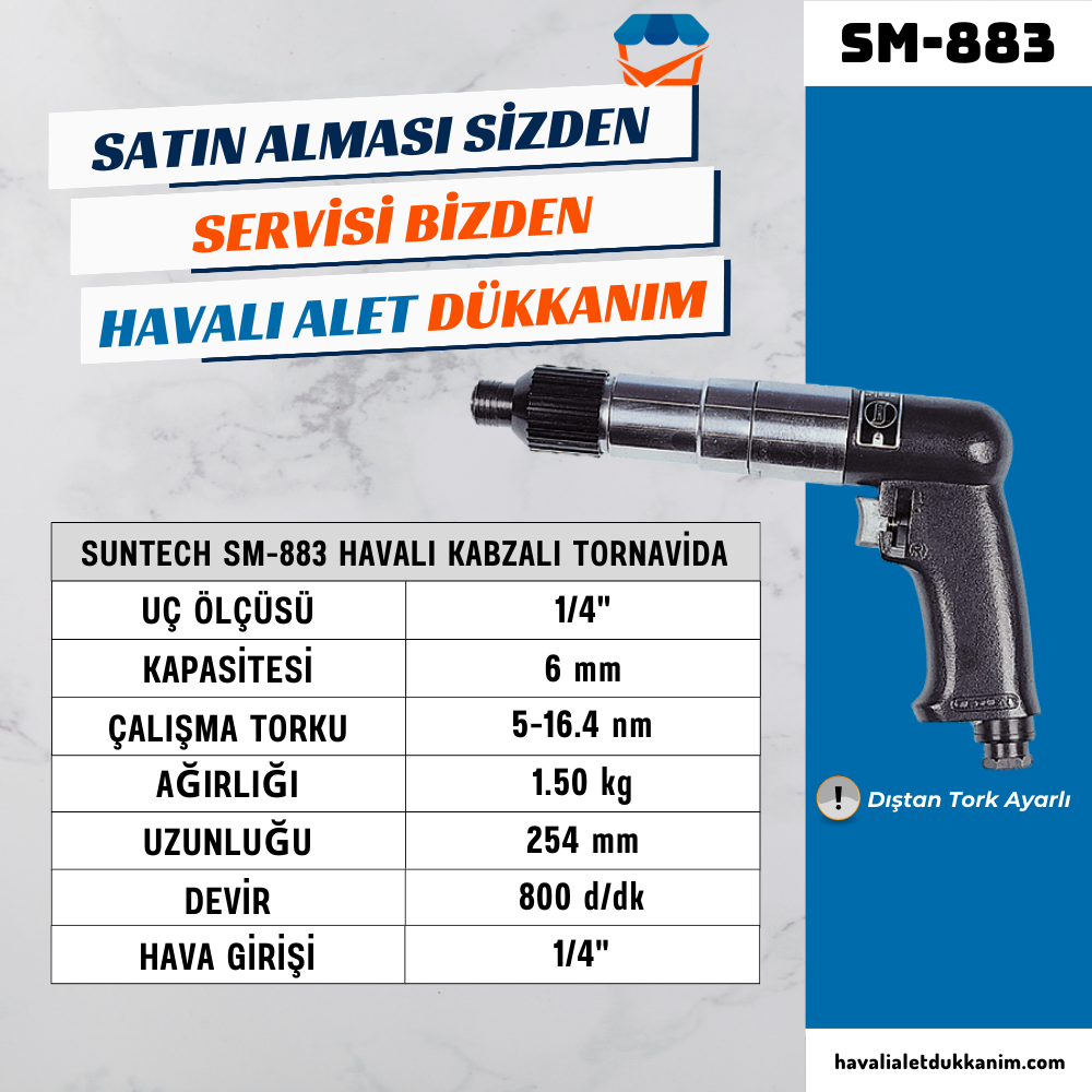 Havalı TornavidaSUNTECH SM-883 Havalı Kabzalı Tornavida