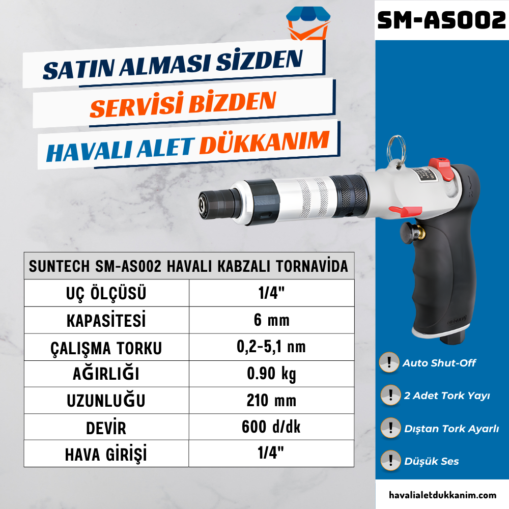 Havalı TornavidaSUNTECH SM-AS002 Havalı Kabzalı Tornavida