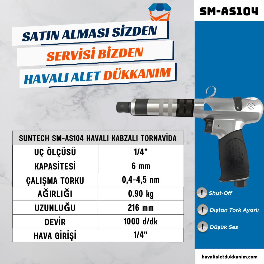 Havalı TornavidaSUNTECH SM-AS104 Havalı Kabzalı Tornavida