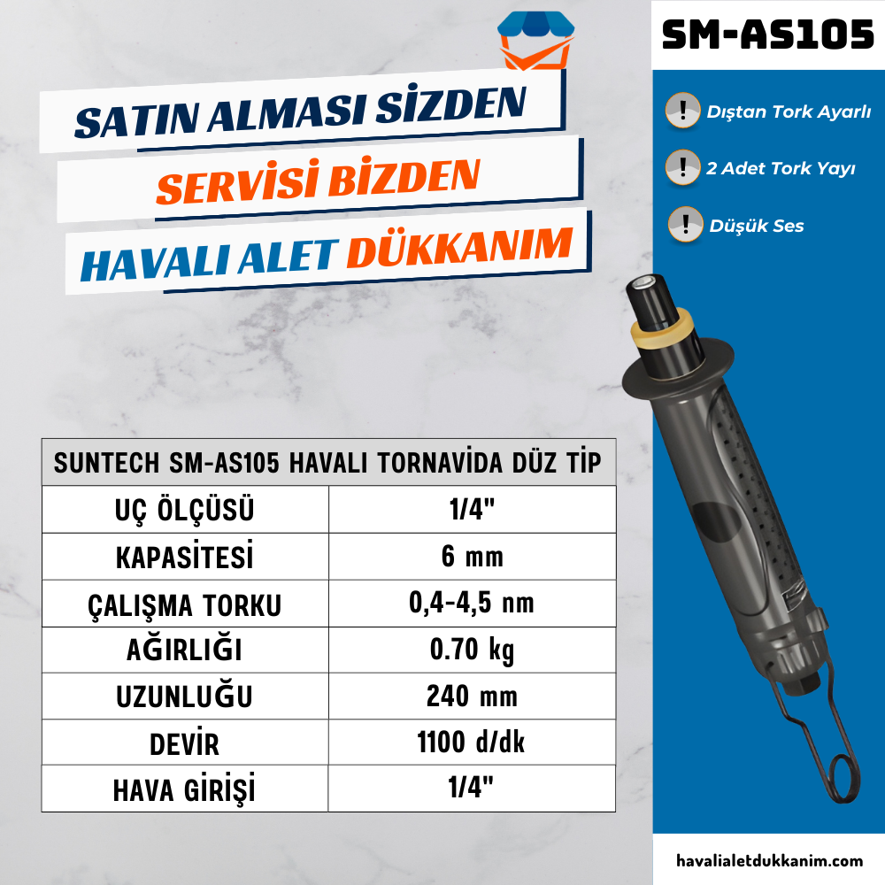 Havalı TornavidaSUNTECH SM-AS105 Havalı Tornavida Düz Tip