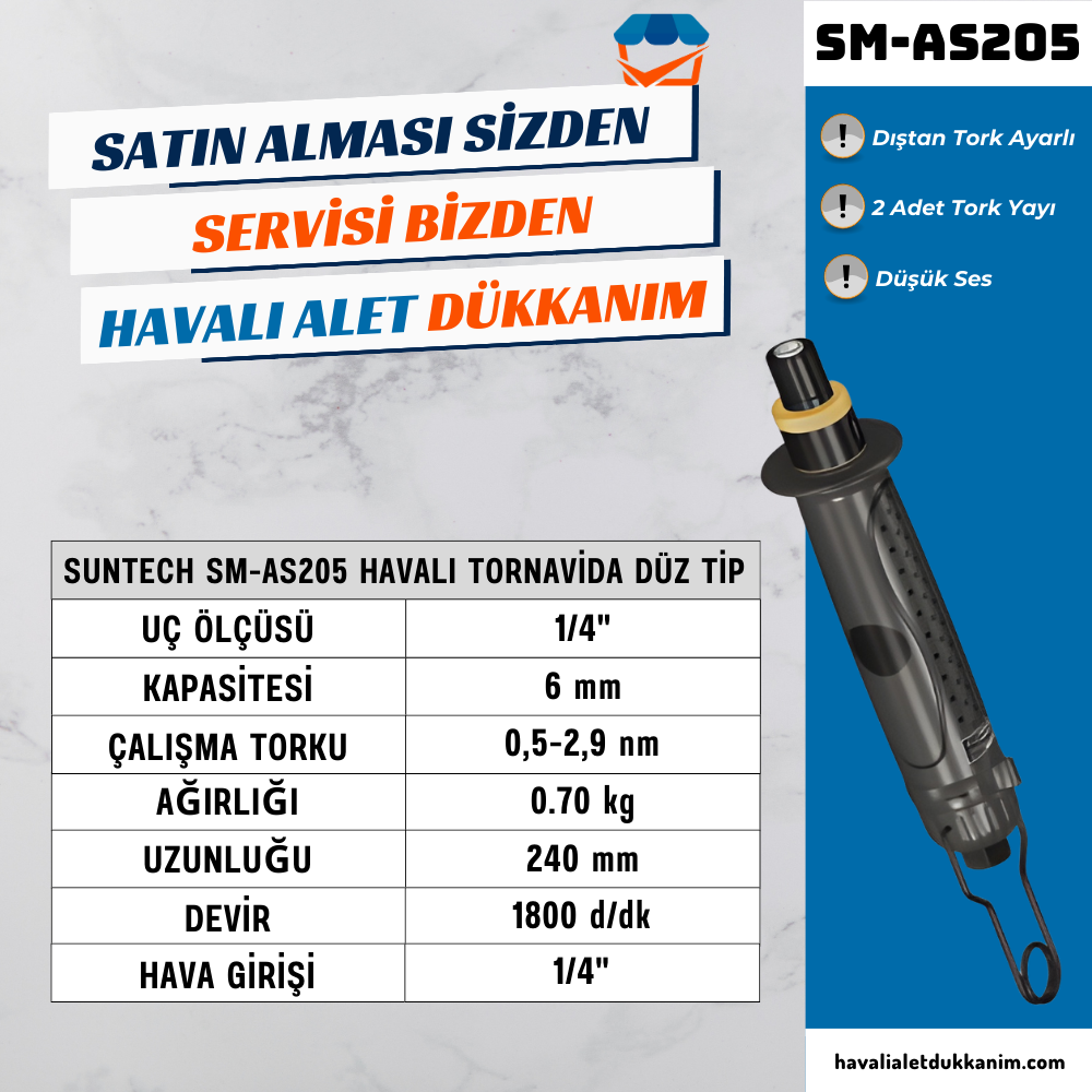 Havalı TornavidaSUNTECH SM-AS205 Havalı Tornavida Düz Tip