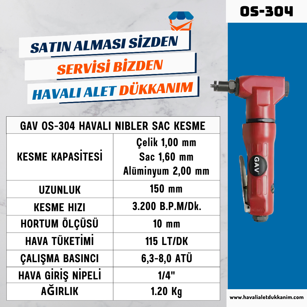 Havalı Yan Keski ve Havalı MakasGAV OS-304 Havalı Nibler Sac Kesme