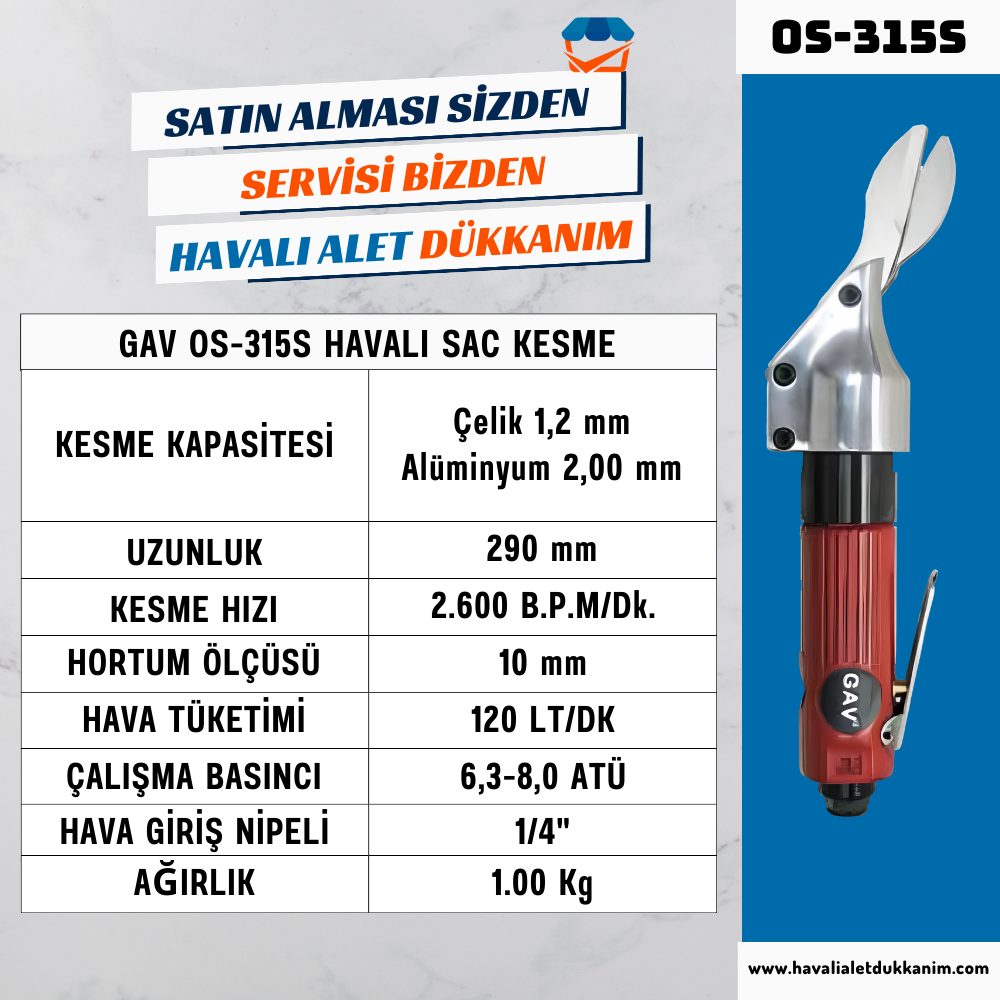 Havalı Yan Keski ve Havalı MakasGAV OS-31S5 Havalı Sac Kesme