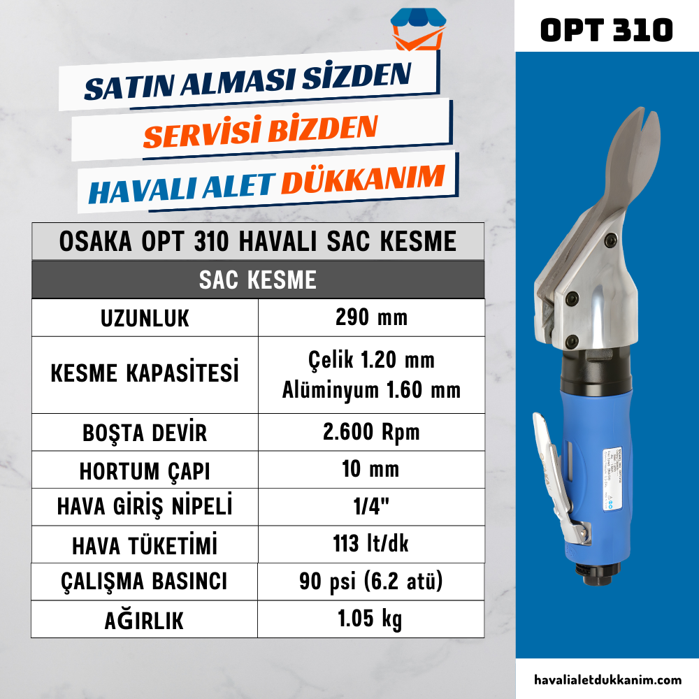 Havalı Yan Keski ve Havalı MakasOSAKA OPT 310 Havalı Sac Kesme