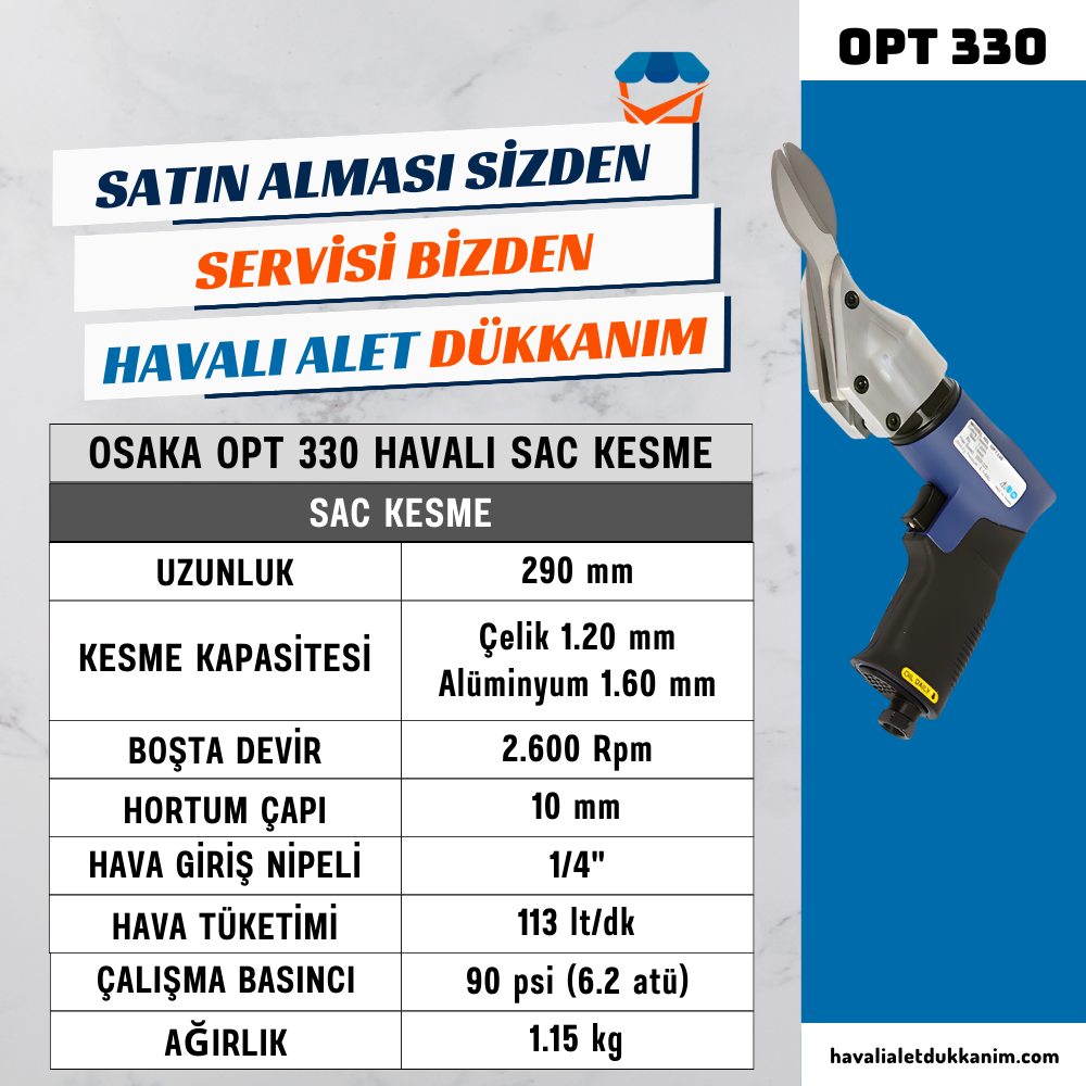 Havalı Yan Keski ve Havalı MakasOSAKA OPT 330 Havalı Sac Kesme