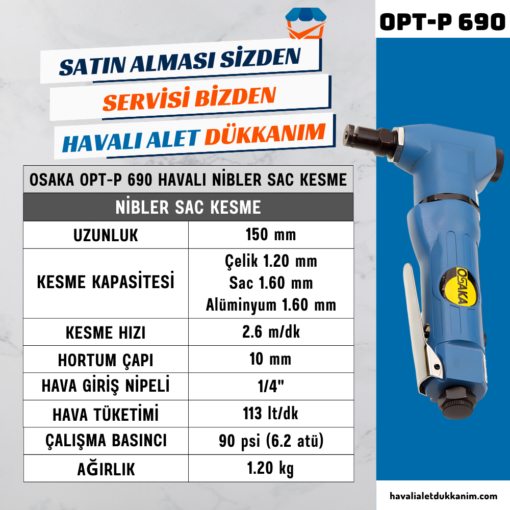 Havalı Yan Keski ve Havalı MakasOSAKA OPT-P 690 Havalı Nibler Sac Kesme