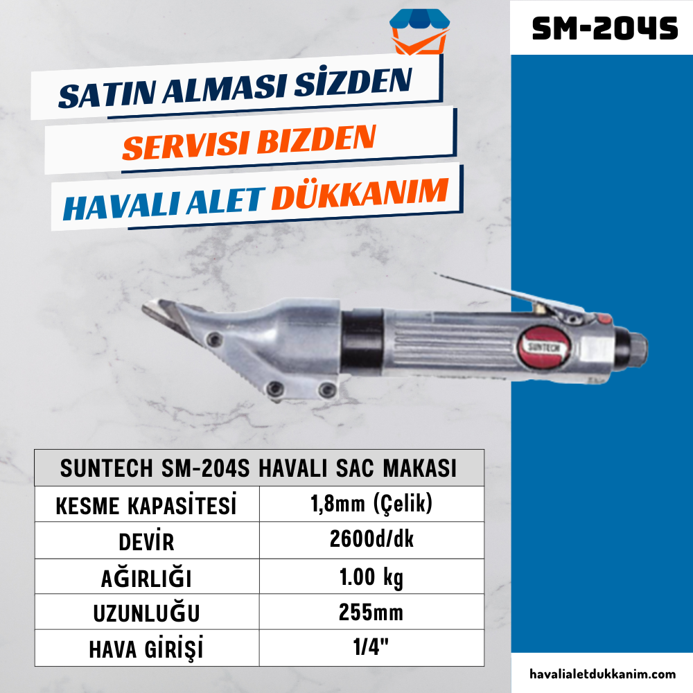 Havalı Yan Keski ve Havalı MakasSUNTECH SM-204S Havalı Sac Makası