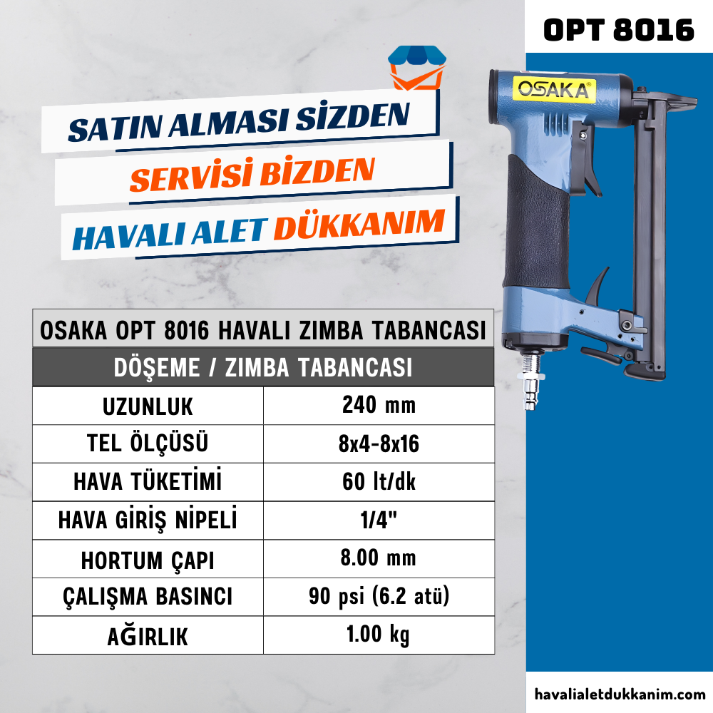 Havalı Zımba ve Çivi Çakma TabancasıOSAKA OPT 8016 Havalı Zımba Tabancası