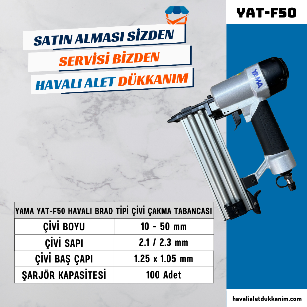 Havalı Zımba ve Çivi Çakma TabancasıYAMA YAT-F50-CB101 Havalı Brad Tipi Çivi Çakma Tabancası