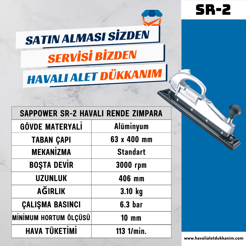 Havalı ZımparaSAPPOWER SR-2 Havalı Rende Zımpara