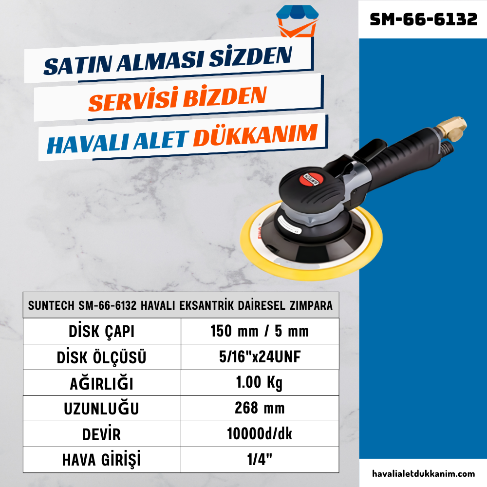 Havalı ZımparaSUNTECH SM-66-6132 Havalı Eksantrik Dairesel Zımpara