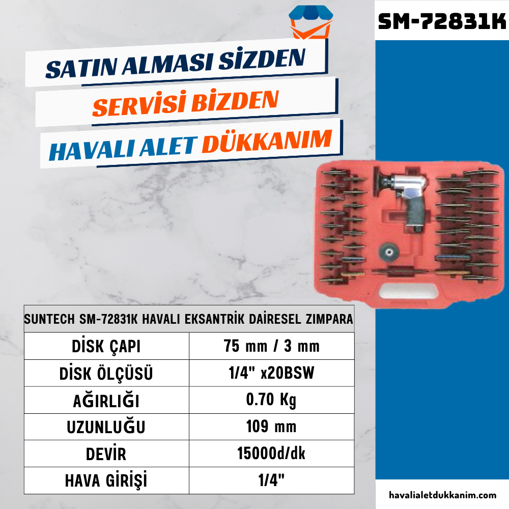 Havalı ZımparaSUNTECH SM-72831K Havalı Eksantrik Dairesel Zımpara