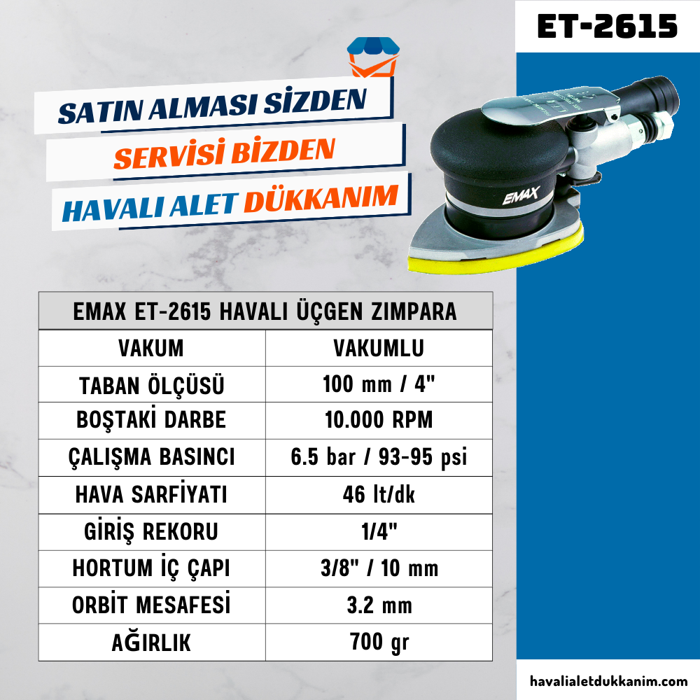 Kategorisiz100 mm. 10000 BPM Havalı Üçgen Zımpara