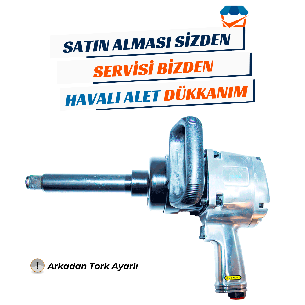 Kategorisiz1inç 263kg. 3500RPM 8inç Şaft Kabzalı Havalı Somun Sökme