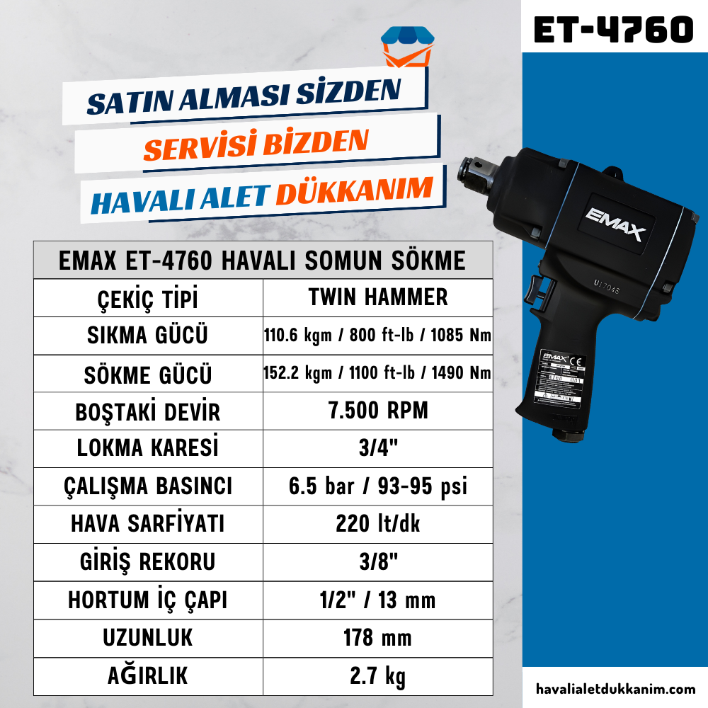 Kategorisiz3/4inç 152 kg. Havalı Somun Sökme