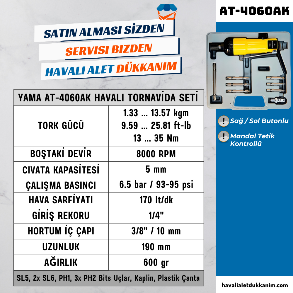 Kategorisiz5 mm. 8000 RPM Düz Tip Havalı Tornavida Seti