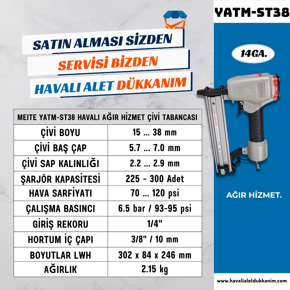 Meite 15-38mm 14GA Çivi Tabancası