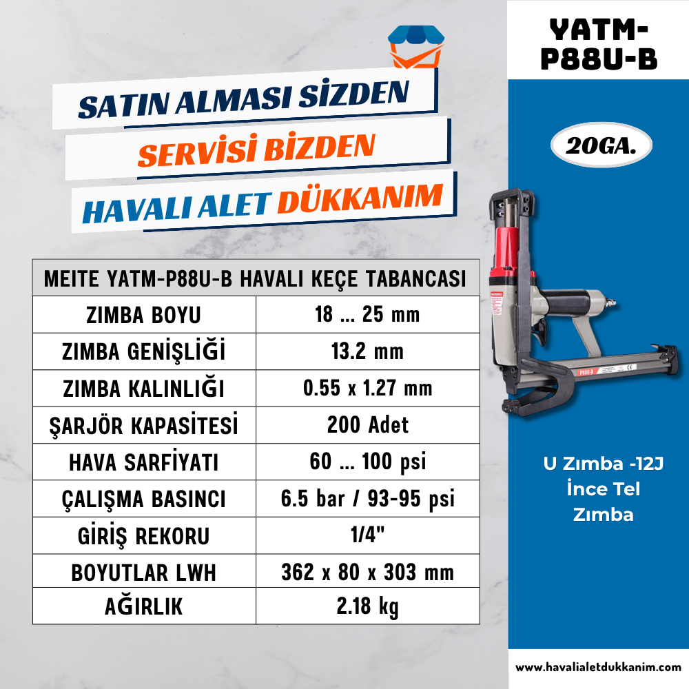 Meite 18-22mm 20GA Keçe Tabancası