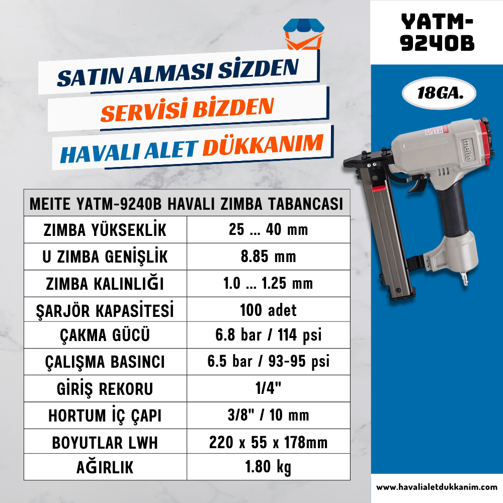 Meite 25-40mm 18GA U Zımba Tabancası