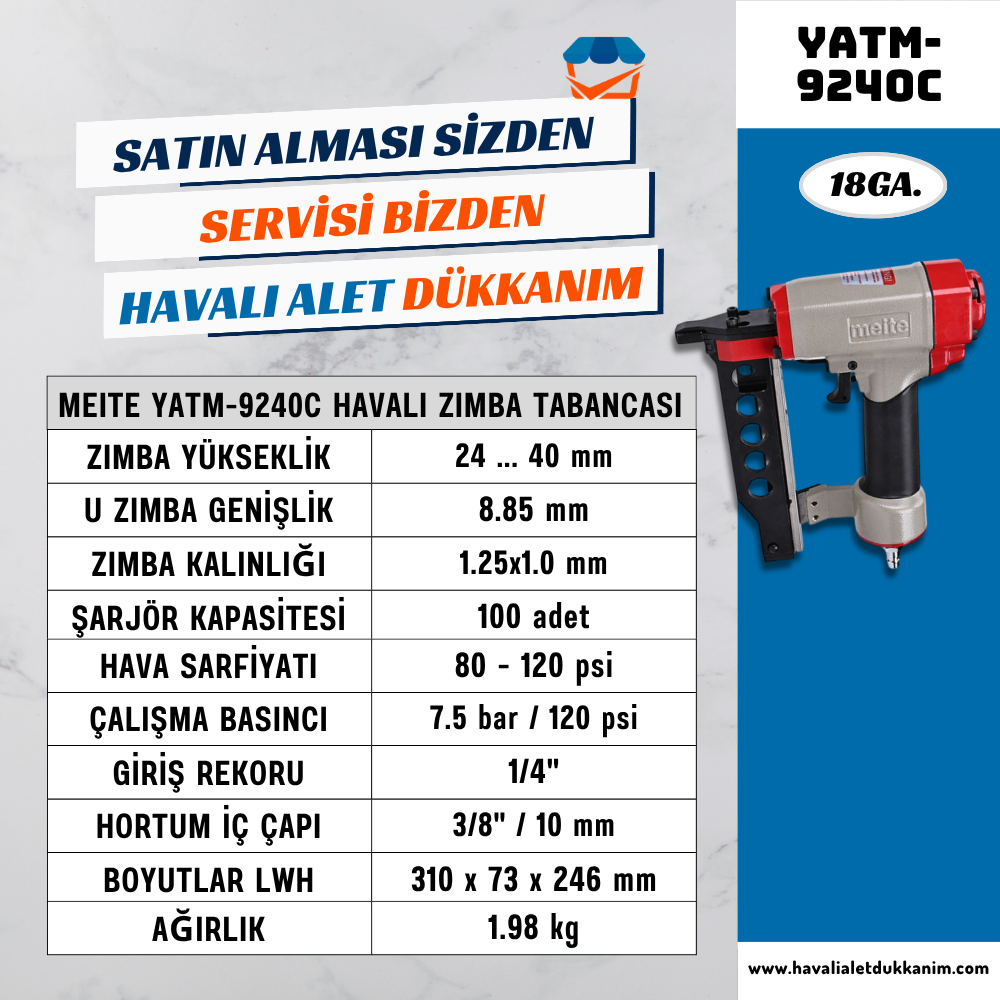 Meite 25-40mm 18GA U Zımba Tabancası