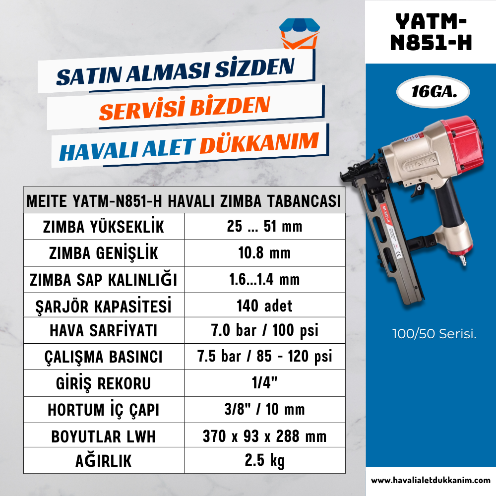 Meite 25-51mm 16GA U Zımba Tabancası