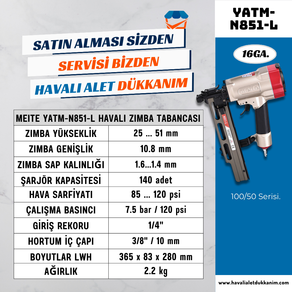 Meite 25-51mm 16GA U Zımba Tabancası