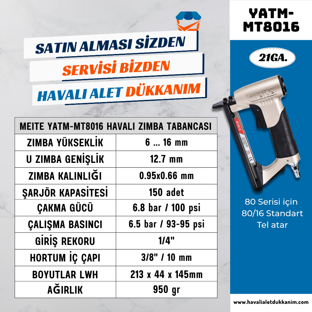 Meite 6-16mm 21GA 1/2inç U ZımbaTabancası