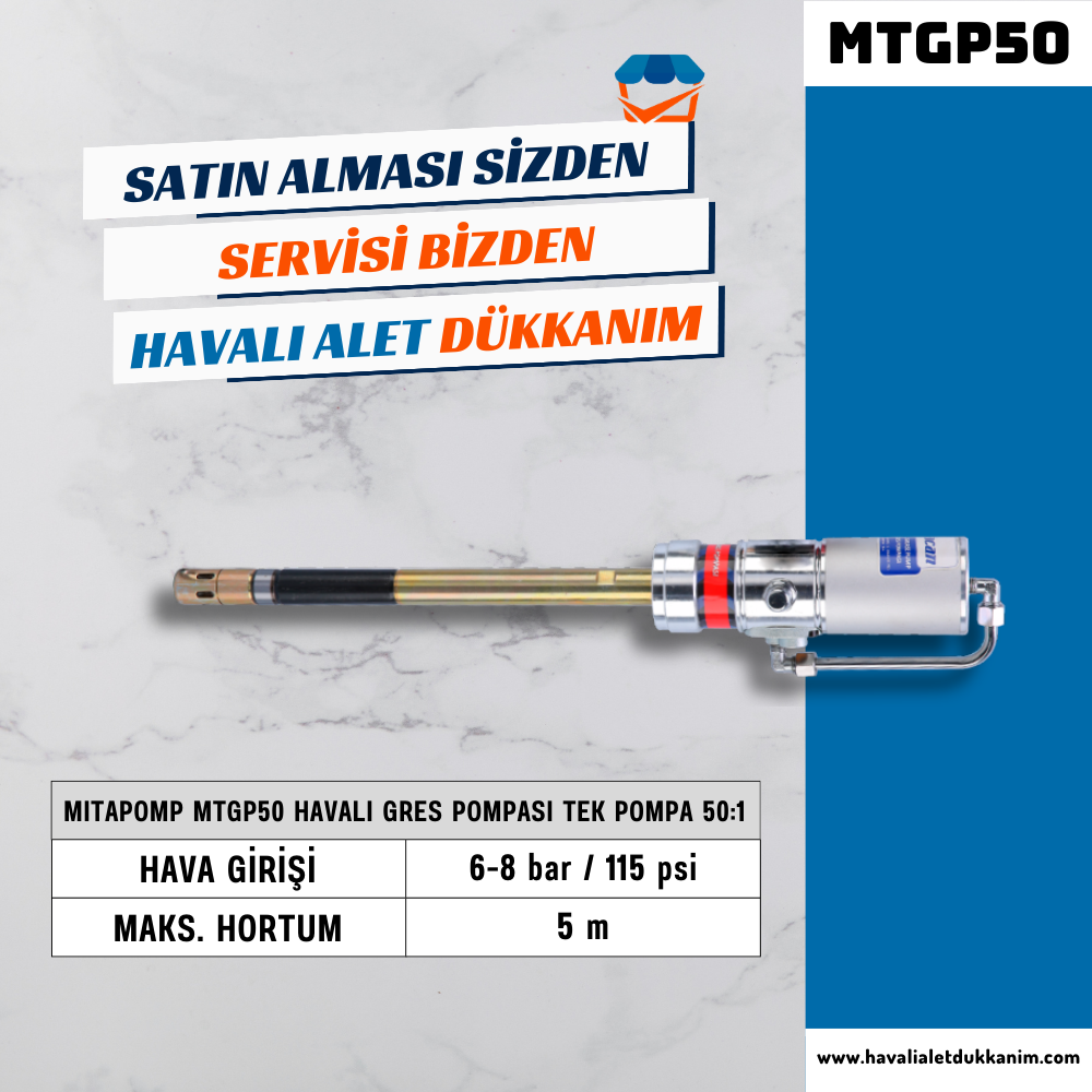 Mitacan Mitapomp MTGP50 Havalı Gres Pompası Tek Pompa 50:1