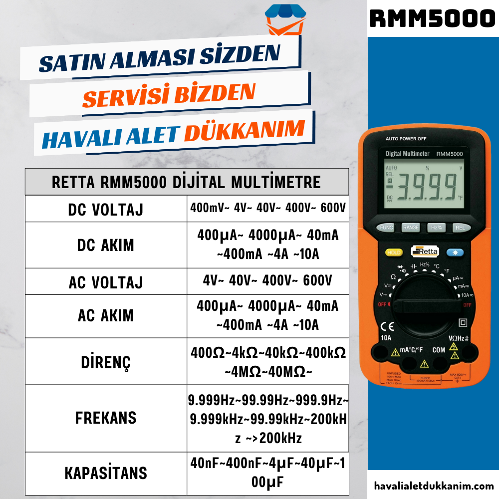 MultimetreRETTA RMM5000 Dijital Multimetre