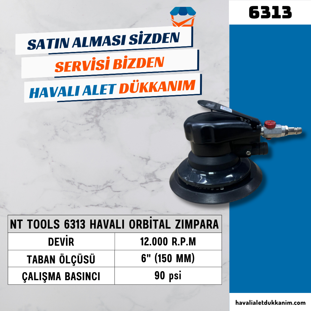 NT Tools 6313 Havalı Orbital Zımpara 150 mm 12000 RPM