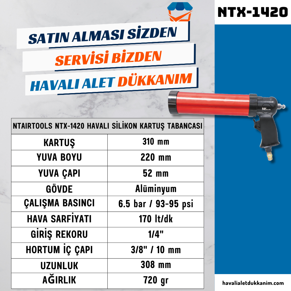 NTAirTools NTX-1420 Havalı Silikon Kartuş Tabancası