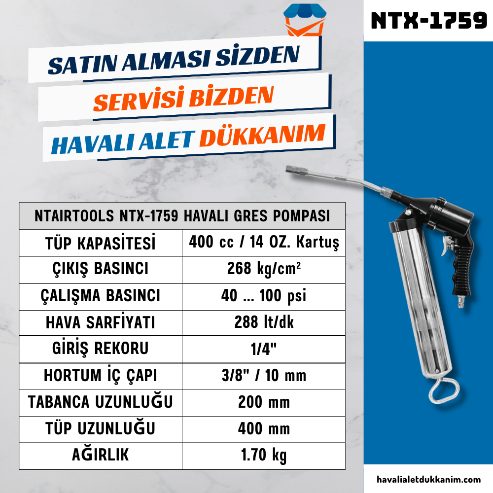 NTAirTools NTX-1759 Havalı Gres Pompası 400 CC