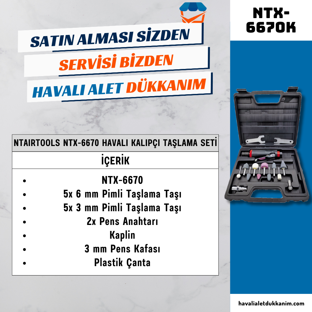 NTAirTools NTX-6670K Havalı Kalıpçı Taşlama Seti 6 mm