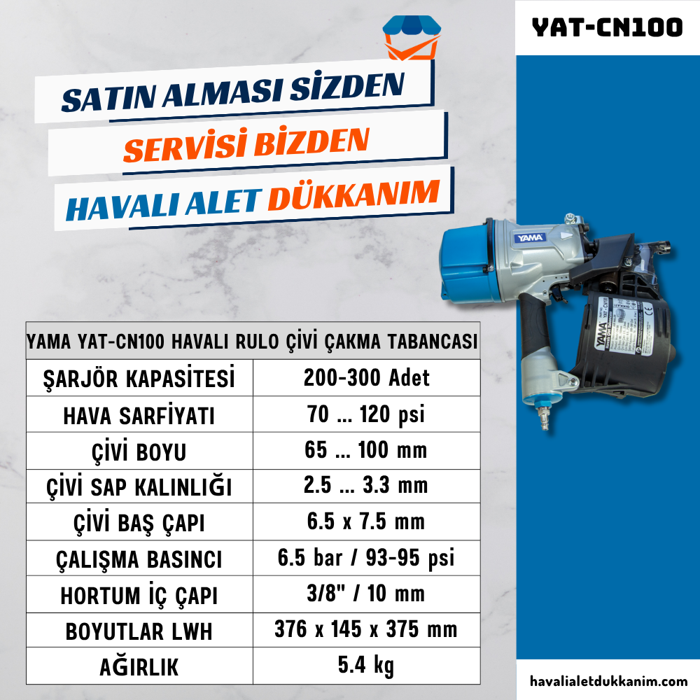 YAMA YAT-CN100 Havalı Rulo Çivi Çakma Tabancası