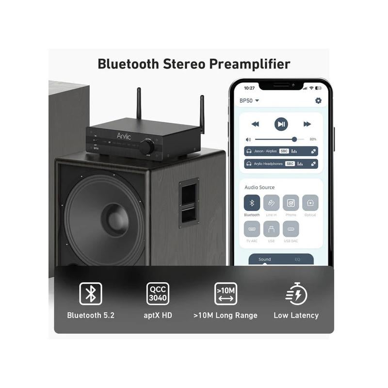 Arylic BP50 Bluetooth Preamplifier With ESS ES9023P DAC
